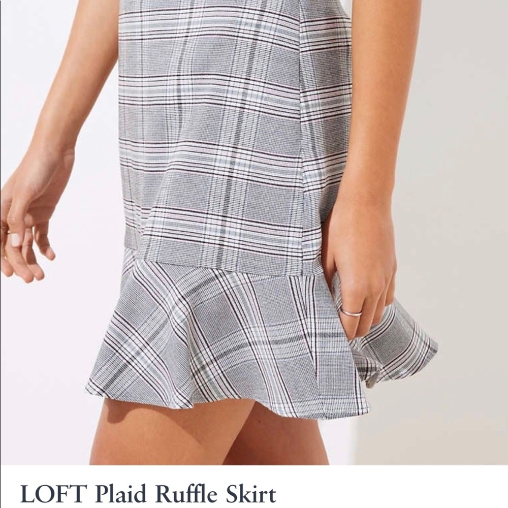 Loft Plaid Ruffle Skirt